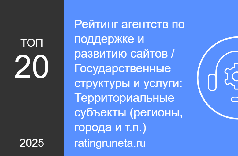 Рейтинг агентств по поддержке и развитию сайтов / Государственные структуры и услуги: Территориальные субъекты (регионы, города и т.п.)