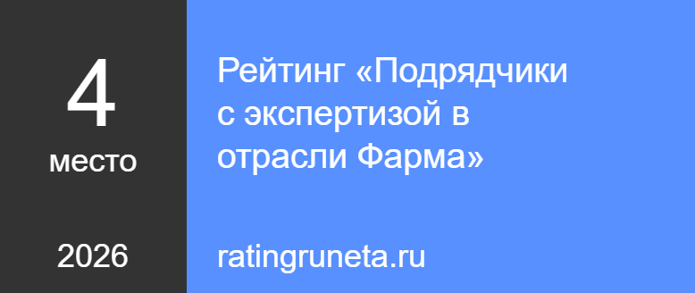 Рейтинг «Подрядчики с экспертизой в отрасли Фарма»