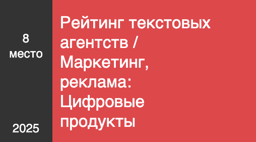 Рейтинг текстовых агентств / Маркетинг, реклама: Цифровые продукты