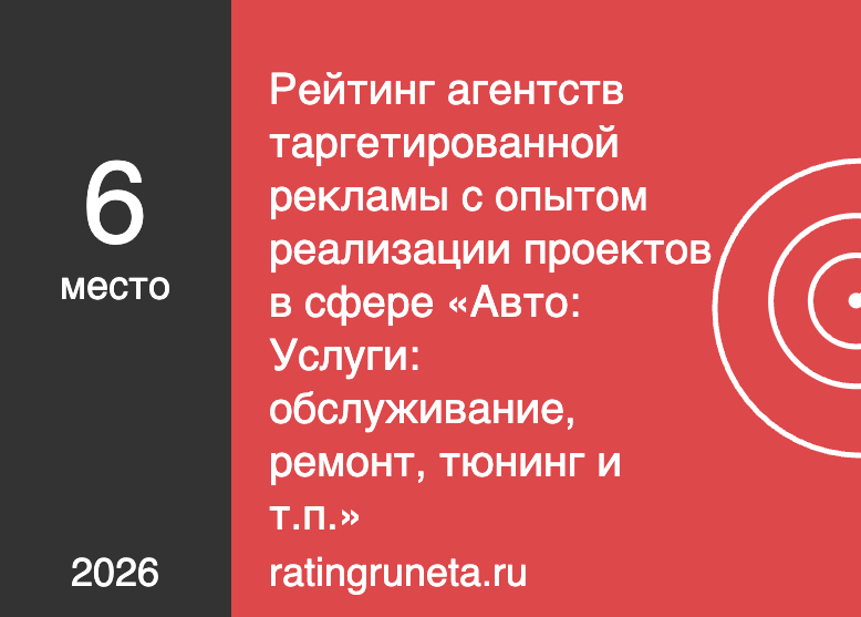 Рейтинг агентств таргетированной рекламы с опытом реализации проектов в сфере «Авто: Услуги: обслуживание, ремонт, тюнинг и т.п.»